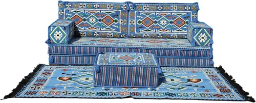 Miniatura 5 de arabicsofa Oriental - Sofá modular grande Majlis para el suelo, asiento árabe con almohadas de respaldo, juego de sofá bajo seccional esquinero