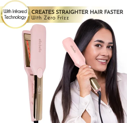 Miniatura 4 de ELLA BELLA® Plancha plana de titanio para alisar el cabello (con infrarrojos) • Plancha profesional para alisar el cabello • Pantalla digital