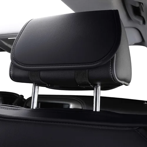 Miniatura 5 de LUCKYMAN CLUB 2 Fundas de asiento delanteras para Silverado que se ajustan a Chevy Silverado Sierra 2007-2023 2024 2025 1500 2500 3500 con piel Negro