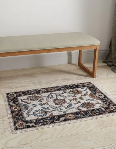 Miniatura 6 de Unique Loom Eco Traditional Collection - Alfombra animada (rectangular de 2 pies x 3 pies 0 pulgadas, azul puerto, beige)
