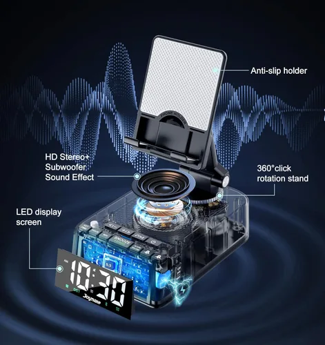 Miniatura 4 de Regalos para hombres y mujeres, soporte de teléfono con altavoz Bluetooth y soporte ajustable de teléfono celular de ángulo giratorio de 360°