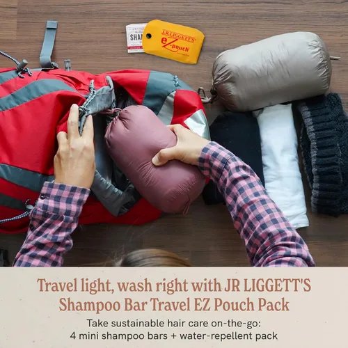 Miniatura 5 de J·R·LIGGETT'S Barra de champú, fórmula original con mini bolsa EZ de viaje, champú en barra totalmente natural, a base de plantas y secado sólido