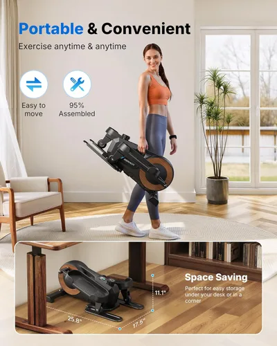 Miniatura 6 de Sitting Under Desk Elliptical Machine, Leg Exerciser While Sitting for Seniors, Seated Pedal Exerciser, Quiet & Portable Pedal Exerciser with 8