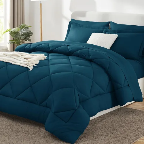 Miniatura 36 de CozyLux - Juego de edredón en una bolsa, para dormitorio universitario, todas las estaciones, edredón, sábanas y fundas para almohada y decorativas