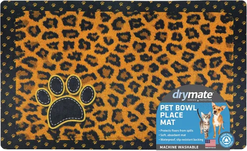 Miniatura 16 de Drymate Mantel individual con tazón para mascotas, tapete de alimentación para perros y gatos, tela absorbente, respaldo impermeable, Madera