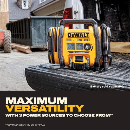 Miniatura 6 de DEWALT Inflador de neumáticos, compresor de aire portátil de 20V MAX, bomba de aire para automóvil con apagado automático, luz LED, solo herramienta