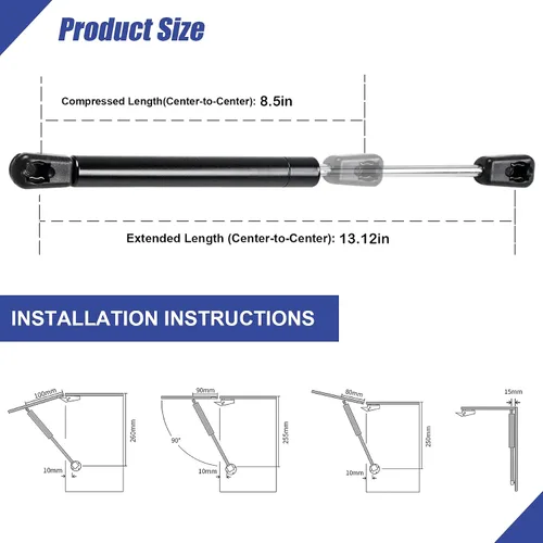 Miniatura 2 de 13 "100 lbs/445N gas Spring Shock Struts Material de la tubería de acero de alta precisión La carga es más grande, el interruptor de choque