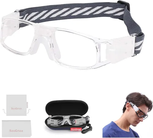 Miniatura 31 de SooGree Sports Glasses - Racquetball Goggles Basketball Football Eye Protective Almohadilla de nariz blanca con marco gris G8042