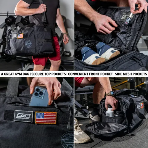 Miniatura 3 de Serious Steel Fitness Bolsa de gimnasio Bolsa de lona de nailon 1000D Resistente, Negro -, Bolsa para zapatillas (utilidad)