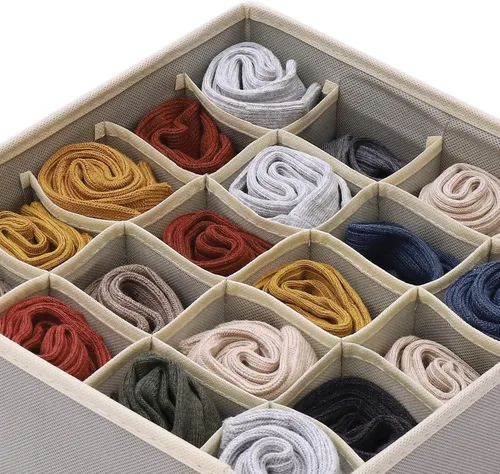 Miniatura 4 de DIOMMELL Paquete de 6 cajas de almacenamiento de tela plegables para armario, aparador, cajón, cestas de tela, contenedores divisores para ropa
