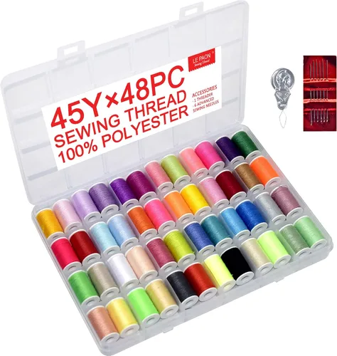 Miniatura 9 de Kit de costura de 100 colores Juego de hilo de poliéster práctico