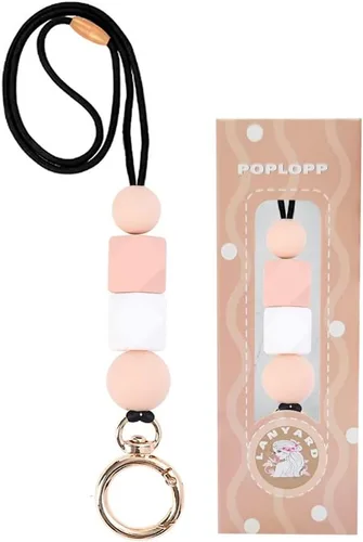 Miniatura 15 de POPLOPP 3 cordones para profesores para insignias de identificación y llaves, lindo cordón de silicona con cuentas para mujeres, enfermeras