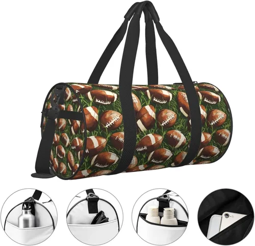Miniatura 3 de Large Duffle Bag for Travel - Retro American Football Print Gym Bag for Women Men, Travel Foldable Bags for Women Men with Zippered Multiple Pockets