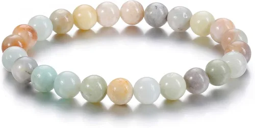 Jovivi Pulsera elástica de cuentas redondas semipreciosas naturales – 0.315 pulgadas hecha a mano con cuentas de piedras preciosas curativas para