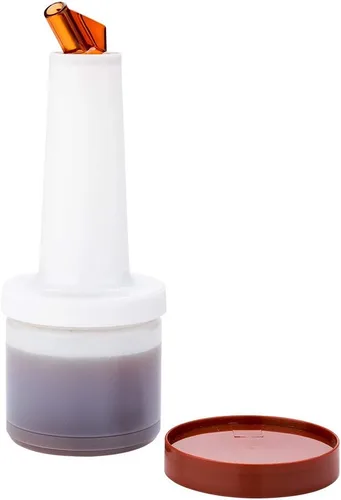 Miniatura 13 de Restaurantware Botella de plástico de almacenamiento de 2 cuartos de galón, con boquilla roja y tapa, botella de almacenamiento de barra, 4 3/4 Rojo