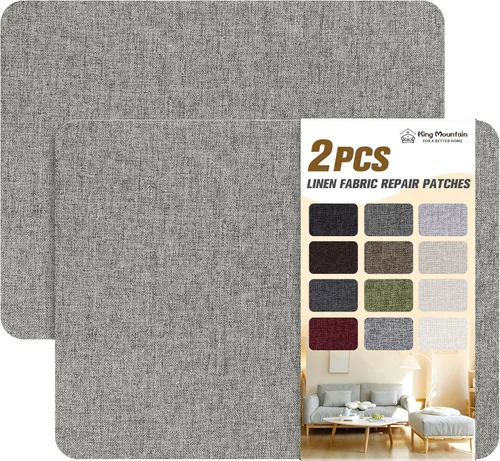 Miniatura 115 de KING MOUNTAIN Parches de reparación de lino fino, tela autoadhesiva, 8 x 11 pulgadas, 2 unidades, multicolor, para sofá de lino (beige)
