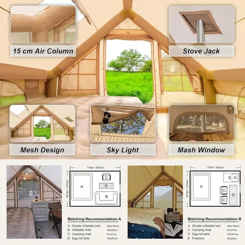 Miniatura 3 de SENLEETO Tiendas inflables para acampar, gran tienda de camping inflable con bomba manual, tiendas inflables fáciles de montar para 4-6 personas