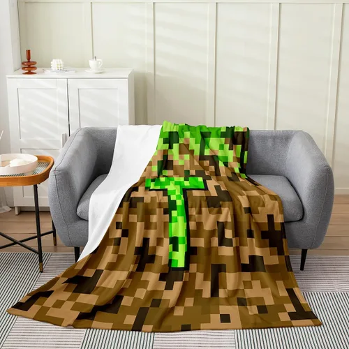 Miniatura 13 de Castle Fairy Manta pixelada de franela de la letra B, manta de forro polar estilo minero, para niños y niñas, niños y adultos, manta mullida