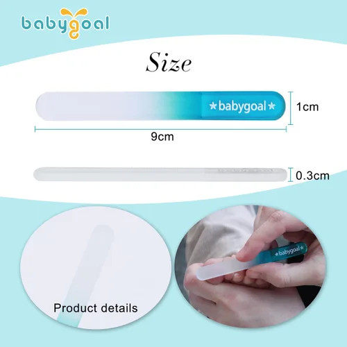 Miniatura 4 de babygoal babygoal 3NF01 - Lima de uñas para recién nacido, paquete de 3 unidades con una bolsa, vidrio flotante genuino checo, regalo para recién