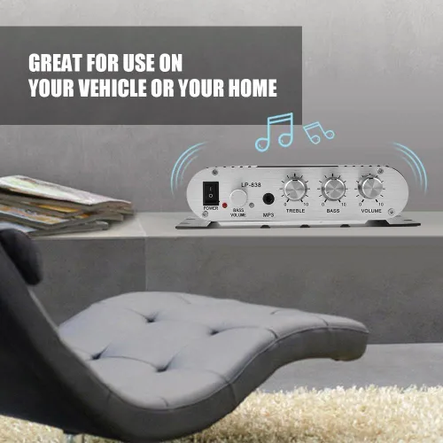 Miniatura 7 de Amplificador de audio estéreo, Mini HiFi 2.1 estéreo Bass Amplificador de potencia de audio para el hogar, amplificador digital profesional para uso