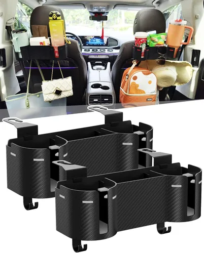 Miniatura 8 de Soporte para portavasos de asiento trasero de automóvil de 3.7 pulgadas con organizador, organizador de respaldo de asiento 4 en 1 de alta capacidad