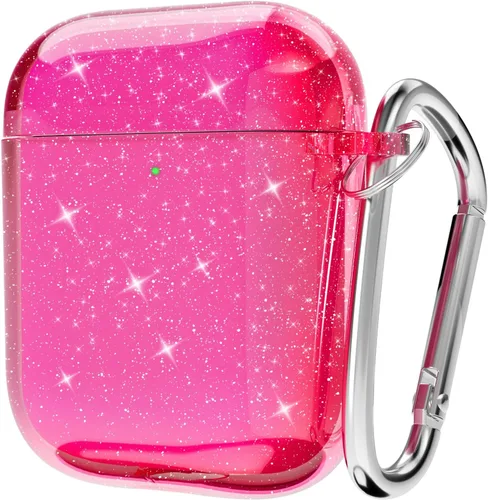 Miniatura 28 de Svanove Funda para Airpods Transparente con Purpurina, Funda Brillante y Bonita para Airpods de 1ª y 2ª Generación con Llavero, Carcasa Rígida