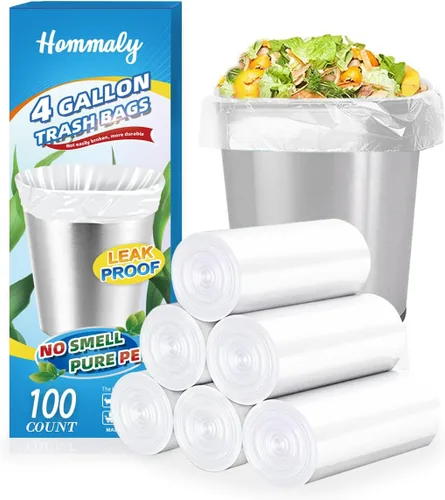 Miniatura 8 de Bolsas de basura pequeñas transparentes de 1 galón, 140 unidades (0.8-1 galón), bolsas de basura fuertes de 0.8 galones, 1 galón y 1.2 galones