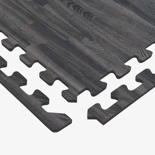 Miniatura 6 de Azulejos de espuma estampada de 3/8 de pulgada de grosor Forest Floor, tapetes de espuma de grano de madera entrelazados de primera calidad, piso