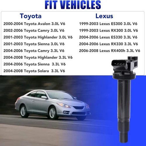 Miniatura 2 de Juego de 6 paquetes de bobinas de encendido y bujías para Toyota Sienna Avalon Camry Highlander Lexus ES300 RX300 ES 300 RX 300 1999 2000 2001 2002