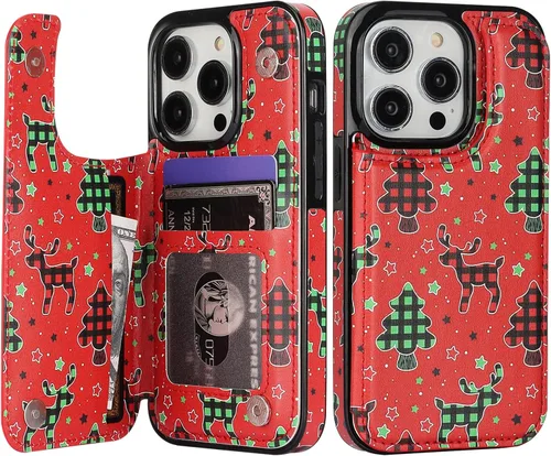 Miniatura 22 de HAOPINSH Funda tipo cartera para iPhone 14 Pro con tarjetero, patrón de flores pálidas en la parte trasera, de piel sintética, con ranuras para Flor