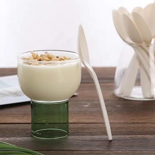 Miniatura 5 de Cucharas compostables ecológicas, 150 cucharas desechables hechas de almidón, utensilios biodegradables duraderos y resistentes al calor, ideales