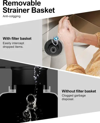 Miniatura 4 de BOTEMY Brida de eliminación de basura extendida con cesta y tapón colador, brida de fregadero profundo de acero inoxidable 304 para agujero