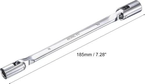 Miniatura 2 de uxcell Llave de cabeza flexible de 12 puntos, extremo de caja giratoria doble métrica de 0.315 in x 0.394 in, rotación CR-V de 180 grados