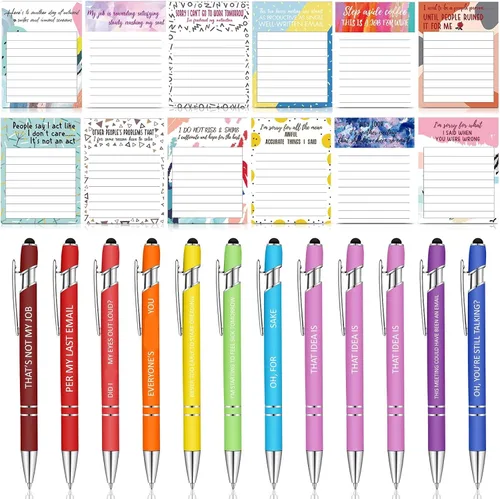Miniatura 8 de Geyee 24 notas adhesivas divertidas para enfermeras con divertidos bolígrafos de 3 x 4 pulgadas, bloc de notas con refranes para compañeros