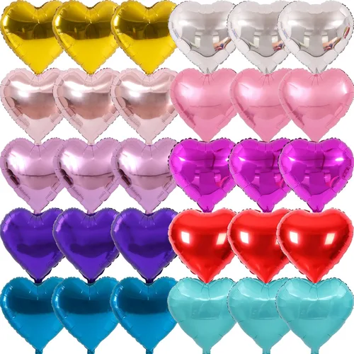 Miniatura 11 de 100 globos en forma de corazón de 5 pulgadas, globos de aluminio de Mylar de papel de aluminio para decoración de mujeres y niñas, día de San
