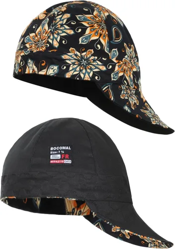 Miniatura 14 de BOCOMAL Gorro de Soldadura Resistente al Fuego CAT2 de Peso Medio con Estampado, Gorras de Soldador de 6 Paneles - Juego de 2