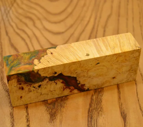 Miniatura 4 de Burl Híbrido Estabilizado Madera Bloque de madera Torneado Bloque en blanco Barra Mango Cuchilla Cuchillos Estabilización Cuchillo (G138)