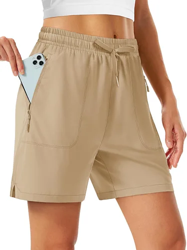 Miniatura 18 de TACVASEN Pantalones cortos de senderismo de 5 pulgadas para mujer, de secado rápido, ligeros, UPF 50+, pantalones cortos deportivos con bolsillos