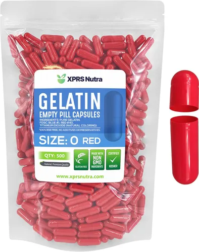 XPRS Nutra Cápsulas vacías de tamaño 0 – 500 cápsulas vacías de gelatina – Pastillas de relleno de cápsulas de bricolaje – Cápsulas de gel de Rojo