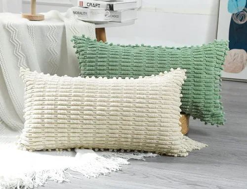 Miniatura 3 de PANOD Funda decorativa larga de almohada lumbar de 14 x 20 pulgadas, bohemia, súper suave y afelpada moderna, funda de almohada rectangular larga