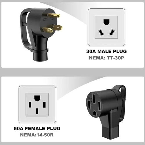 Miniatura 5 de Cable adaptador de cargador EV: NEMA TT-30P a 14-50R Cargador de 3 clavijas 30AMP secadora a 50 AMP Adaptador de conversión EV solo compatible