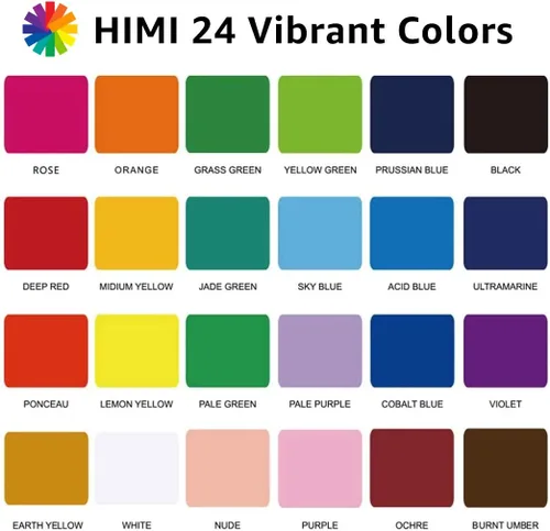 Miniatura 2 de HIMI - Juego de pintura gouache de 24 colores de 1 onza líquida (30 ml) cada uno, diseño exclusivo de envase de gelatina con 3 pinceles de pintura