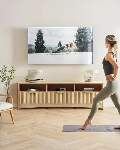 Miniatura 7 de Marsail Soporte de TV de 59 pulgadas de ancho para televisores de hasta 65 pulgadas, moderno centro de entretenimiento con paneles estriados, 3