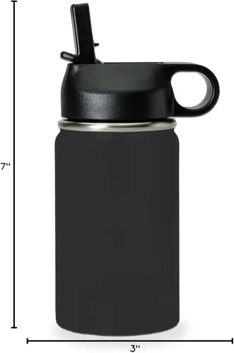 Miniatura 5 de LaserGram Botella de agua personalizada, tren de carga, acero inoxidable de doble pared aislada al vacío con popote superior, regalo grabado