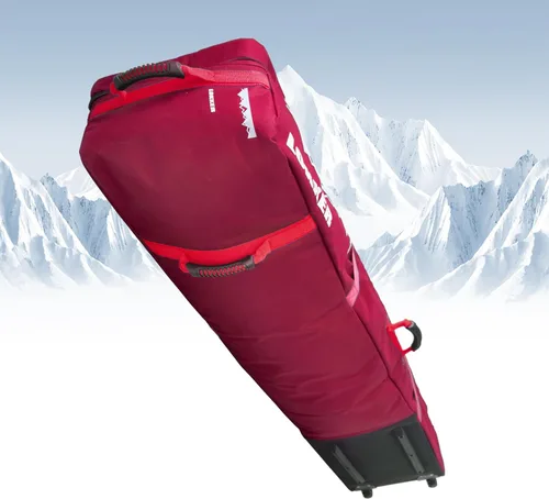 Miniatura 8 de D900 - Bolsa acolchada de snowboard con ruedas para viajes aéreos, impermeable de 71 pulgadas, gran capacidad para esquís/tablas de snowboard, Rojo