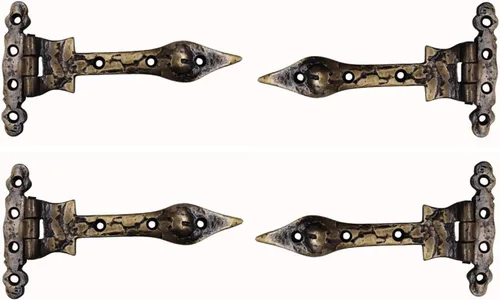 Miniatura 8 de The Metal Magician Bisagras negras con correa en T, paquete de 4 bisagras de puerta de granero resistentes (5.2 x 4.5 pulgadas) para cercas