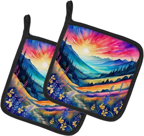 Miniatura 84 de Caroline's Treasures Juego de soportes para ollas de cocina coloridos de Asters, resistentes al calor, almohadillas calientes para cocinar, hornear