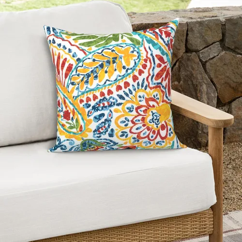 Miniatura 944 de Juego de 2 almohadas para exteriores de 16 x 16 pulgadas, repelentes al agua con interiores, para muebles de patio, hogar, jardín, geometría bohemia