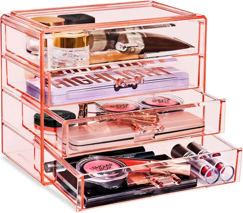 Miniatura 11 de Sorbus Organizador de Maquillaje – Organizadores de Maquillaje Acrílicos de 4 Cajones y Almacenamiento para Cosméticos, Joyas, Suministros de Morado