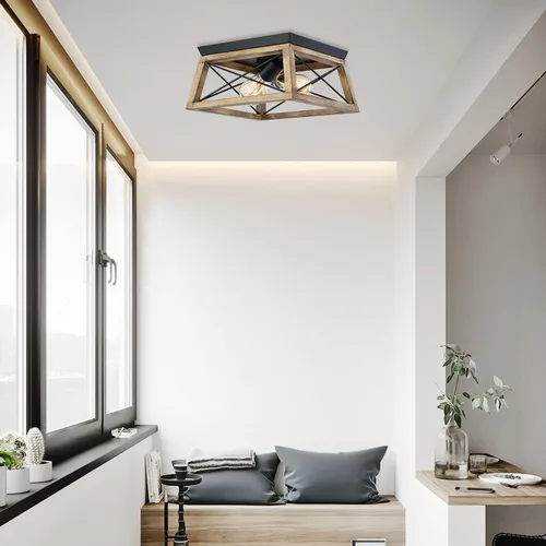 Miniatura 7 de 9MMML Lámpara de techo de madera empotrada – Lámpara de techo de granja de 12 pulgadas para sala de estar, comedor, dormitorio, entrada, cocina